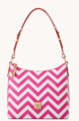 Bolso de Hombro Hobo Dooney & Bourke Chevron Color Fucsia Foto 1 de 4