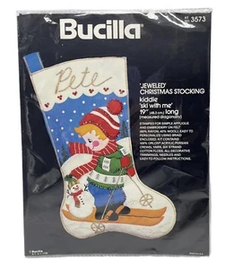 Bucilla Jeweled Christmas Stocking 3573 Kiddie Ski With Me PATTERN ONLY - Picture 1 of 3