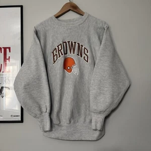 Vintage 90s Cleveland Browns Reverse Weave Cleveland Browns NFL Large Crewneck - Picture 1 of 15