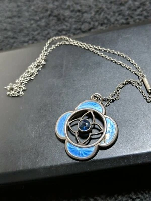 COLLAR CON COLGANTE PIEDRA ZAFIRO PLATA Y ESMALTE AZUL COLGANTE Foto 1 de 4