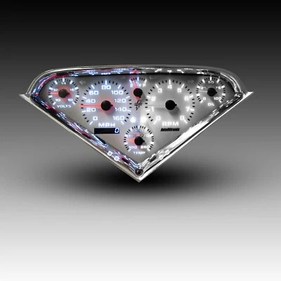 Chevy Truck 1955-1959 calibre analógico racimo placa frontal blanca retroiluminada blanca Foto 1 de 4