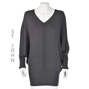 Suéter Resort ST. JOHN Gris De Gran Tamaño Manga Dolman Acogedor Novio 2013 Talla Pequeña - Imagen 1 de 6
