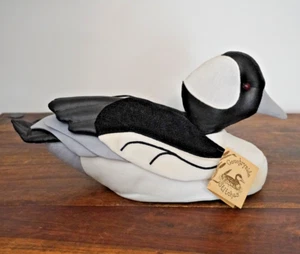 Vintage Lynda Cox Folk Art 12" Bufflehead Sewn Fabric Duck Decoy Doorstop - Picture 1 of 10