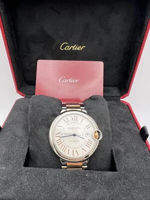 Cartier Ballon Bleu 42mm 18K Rose Gold & Steel Silver Roman Numeral W6920095 B&P - Image 1 of 4