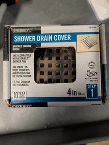 Sistema de ducha Everbilt 4 pulgadas Rejilla de drenaje de cromo cepillado - Imagen 1 de 2