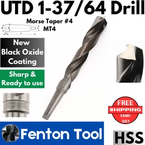 UTD 1-37/64 MORSE TAPER Drill HSS MT4 NEW Black Oxide MT 4 1.5781 USA Union Twis - Picture 1 of 14