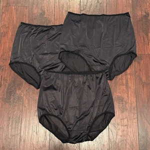 3 Paar Vintage Bali 23465 schwarz Nylon Satin Full Cut Slip Höschen Größe 13 hoch - Bild 1 von 7