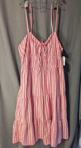 Time And Tru Woman's Large Dress Pink Striped Spaghetti Straps NWT - Picture 1 of 7