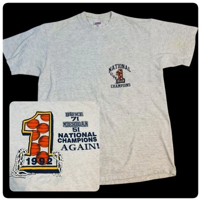 Vintage 1992 Duke Blue Devils sz L Basketball National Champions Shirt Single St - Image 1 of 4