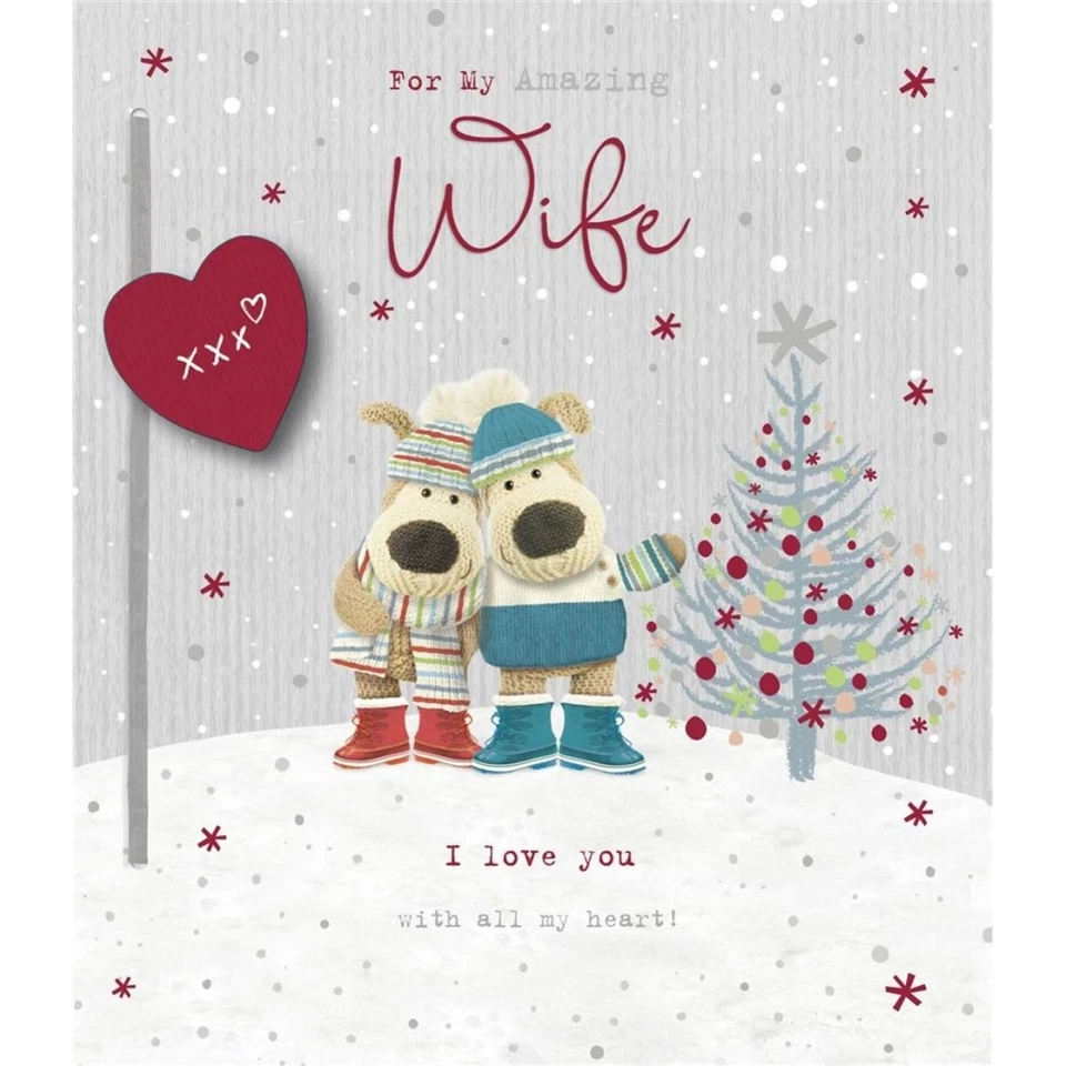 UK GREETINGS Boofles Standing Near Xmas Tree Wife Christmas Card