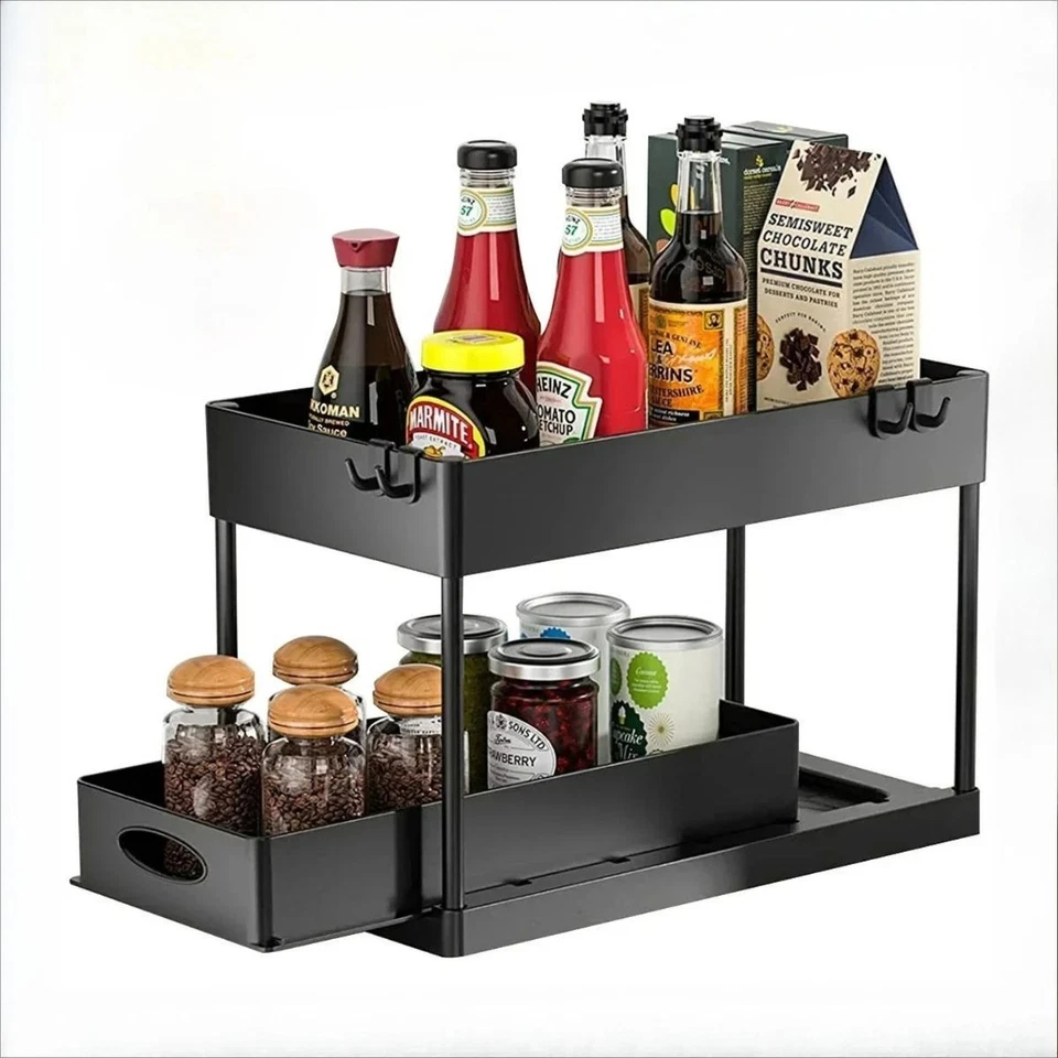 Under Sink Organizer 2-Tier Kitchen Storage Rack with Sliding Cabinet Drawer - Image 1 of 4