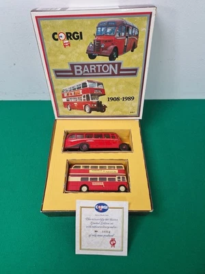 1990 CORGI Barton 1908-1989 Die-Cast Double Decker Bus & Bedford OB Coach Set - Image 1 of 4
