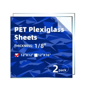 2er Pack 1/8" Dicke Plexiglasplatten - 12" x 12" PET Klar Acrylplatten für... - Bild 1 von 6