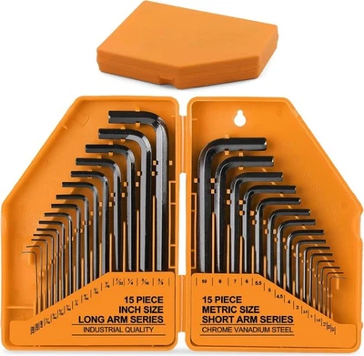 Hi-Spec 30pc SAE and Metric Hex Allen Key Wrench Folding Case Set. - Image 1 of 4