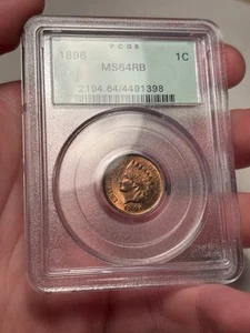 1896 Indian Head Cent PCGS MS65RB Housed In Vintage Old Green Holder - Picture 1 of 6