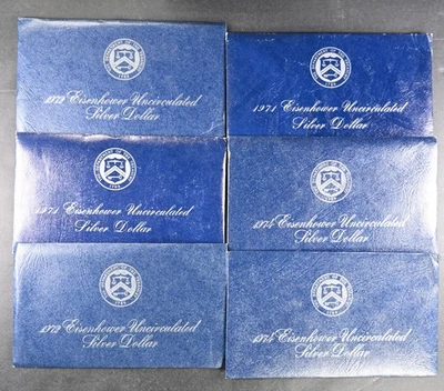 1971-1974 Eisenhower Silver Dollar $1 Uncirculated 6 Coins US Mint - Image 1 of 2