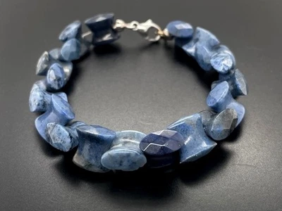 ARMBAND 925/- SILBER RHODINIERT  MIT DUMORTIERIT  SILBERZEIT SCHMUCKJAGD - Bild 1 von 4