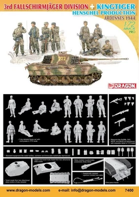 1:72 DRAGON 3Rd Fallschirmjäger Division + Kingtiger Henschel Prod. Kit DR7400 - Immagine 1 di 2