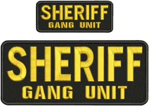 Sheriff Gang Unit Emb patch 4x10 & 2x5 Velcr@ On Back Gold On Black - Picture 1 of 2