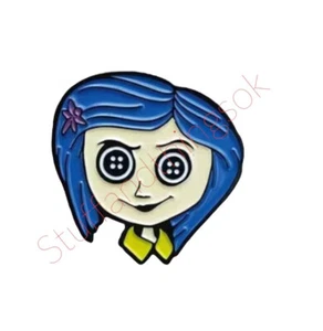 Coraline Button Eyes Horror Cartoon Movie Character Face Enamel Metal Pin NEW - Picture 1 of 1