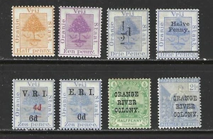 ORANGE RIVER COL BRIEFMARKEN #1....59 --- (8) AUFDRUCKE & ZUSCHLÄGE --1868 --UNBENUTZT - Bild 1 von 3