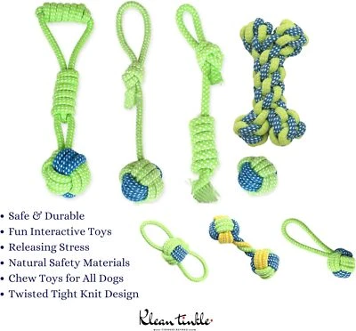 Set of  8 Dog Rope Toys Braided Rope Chew Play for Aggressive Chewers Cotton Toy - Image 1 of 4