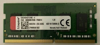 4x Kingston 4GB PC4-19200 DDR4-2400MHz non-ECC Unbuffered 1.2V 260Pin SDRAM - Image 1 of 3