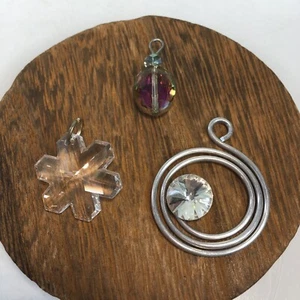 Lot of 3 Pendants Charms Hand Made Wire Work Crystal Mystic - Picture 1 of 3