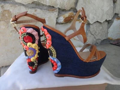 Sandálias de couro DSQUARED2 RUNWAY CRISTAL EMBELEZADO EU 37 - Imagem 1 de 4