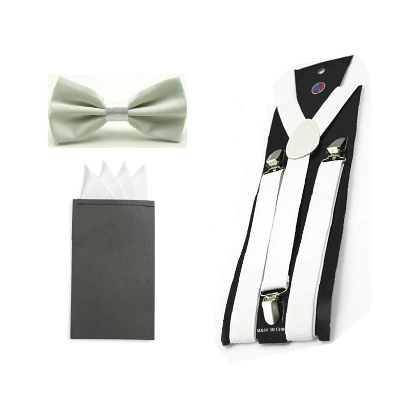 Pajarita de satén para hombre 4 pliegues de lujo cuadrado de bolsillo elástico tirantes soporte conjunto de boda Foto 1 de 1
