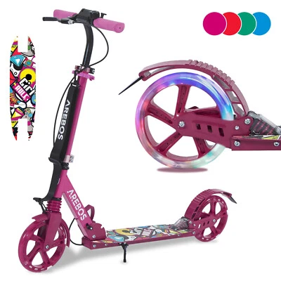 AREBOS Tretroller Kickroller Cityroller Kinderroller Erwachsene Scooter Pink - Bild 1 von 4
