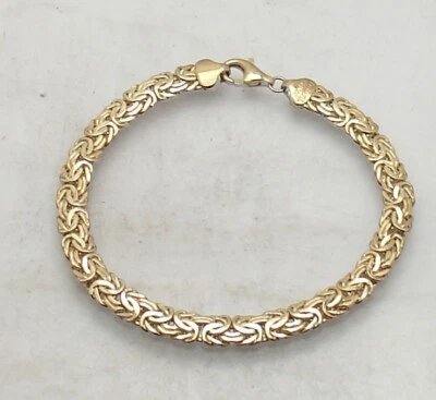 7.5" Reversible Byzantine Link Bracelet REAL 14K Yellow White Two-Tone Gold - Image 1 of 4