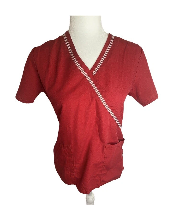 SB Scrubs Medical Uniform Red V-neck scrub top size XS Women’s Nursing - Image 1 of 4