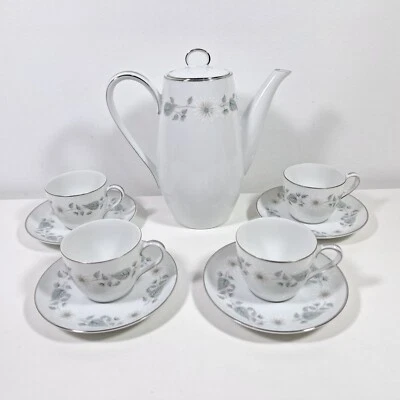 Noritake 'Wellesley' demitasse coffee pot And cup 9 piece set- Japan, 1960s. - image 1 of 4