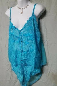  Ventura Blue Camisole Panty Set Plus Size 4X  Lace Sexy 50" Bust - Picture 1 of 3