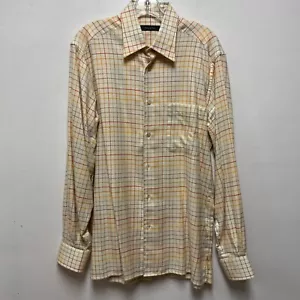 ERMENEGILDO ZEGNA Vintage Yellow Rainbow Check Long Sleeve Button ITALY RARE - Picture 1 of 6