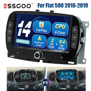 For FIAT 500 2016-2019 Apple CarPlay Car Stereo Radio Android GPS Sat Nav 2+64G - Picture 1 of 13
