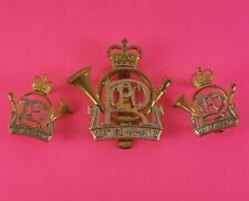 Set Of Royal Canadian Postal Corps Cap & Collar Badges Queen's Crown