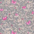 343255 - Versace Butterflies Bees Ladybirds Grey Pink AS Creation Wallpaper