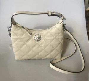 Tory Burch Willa Mini Hobo handbag/crossbody White/Beige. Quilted leather bag - Picture 1 of 9