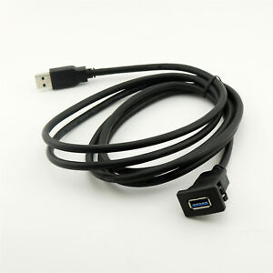 USB 3.0 A Male to Female Flush Panel Mount Cable for Car Motorcycle Dashboard 2m