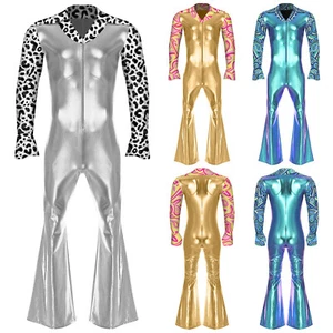 Costume da discoteca uomo retrò pagliaccetti hippie musica stella cantante danza tuta abiti - Foto 1 di 35