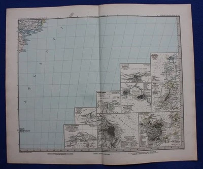SOUTH AMERICA CITY PLANS, BUENOS AIRES, RIO, original antique map, Stieler, 1881 - Image 1 of 4