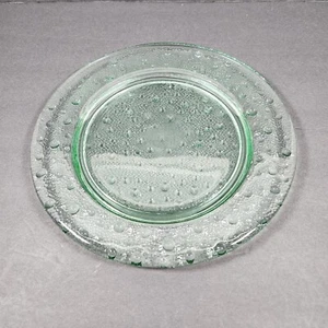 Plato de vidrio burbuja de colección portavelas plato mesa decoración grueso pesado verde 10" - Imagen 1 de 8