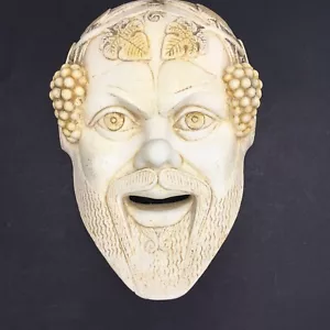 Dioniso Bacco Maschera da Appendere a Parete Viso in Pietra Fusa da Esterno 6,5” X 5” Teatro - Foto 1 di 16