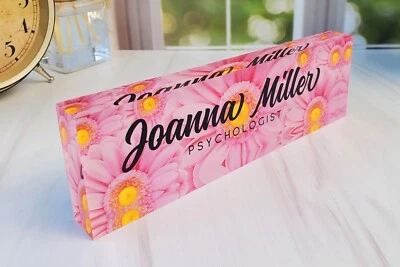 Placa de Acrílico Transparente Personalizada Placa con Nombre para Escritorio Decoración Flor Margarita CAB25FW Foto 1 de 4