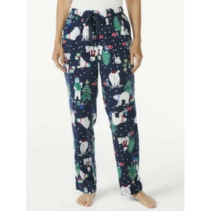 Joyspun Women’s Navy Blue w Polar Bears Flannel Lounge Pants Size S - 3XL NWT - Picture 1 of 3