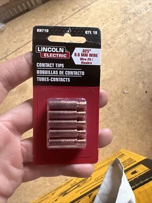 林肯电动接触头 0.25 英寸 0.6 毫米电线 - 10 包 KH710 — 第 1/2 张图片