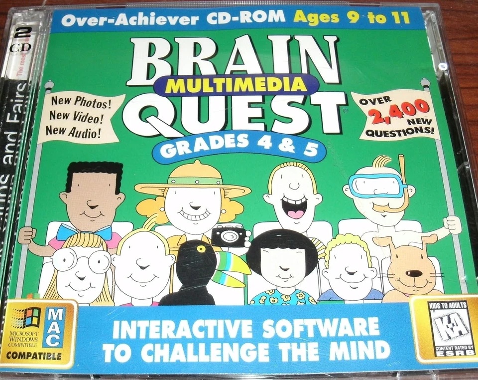 NEW Brain Quest 2 CD interact Set Grades 4&5 CD-Rom Over Achiever Pack age 9-11 - Image 1 of 1