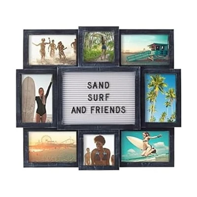 Customizable Letterboard 8-Opening Photo Collage, 19 x 17 inch,Distressed Black - Image 1 of 4